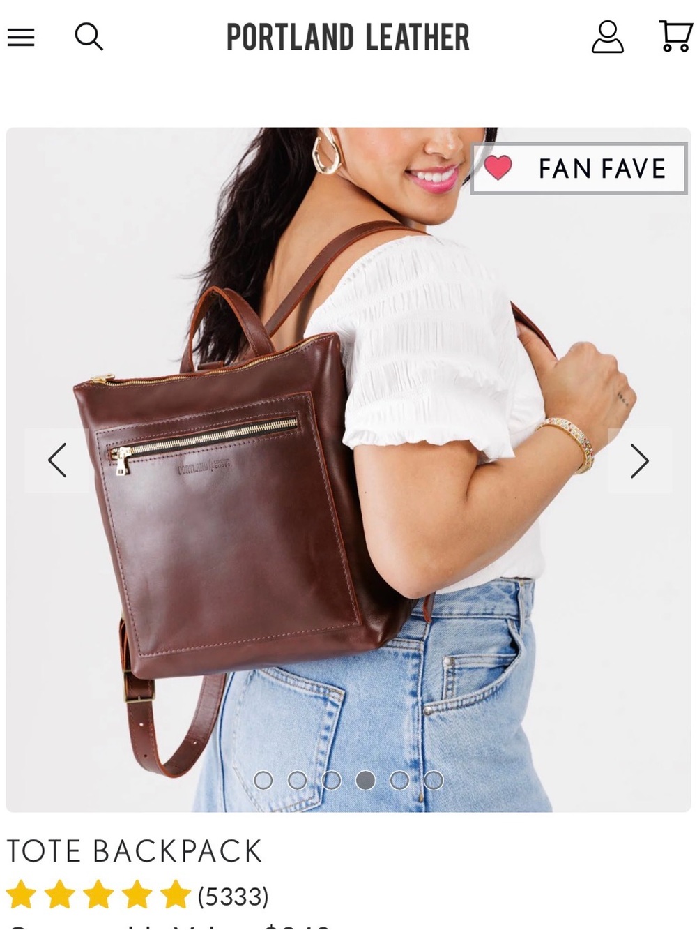 Portland Leather Cognac Brown Leather Tote Backpack - Picture 9 of 9